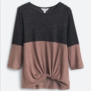 Market & Spruce - Samantha Front Twist Brushed Knit Top